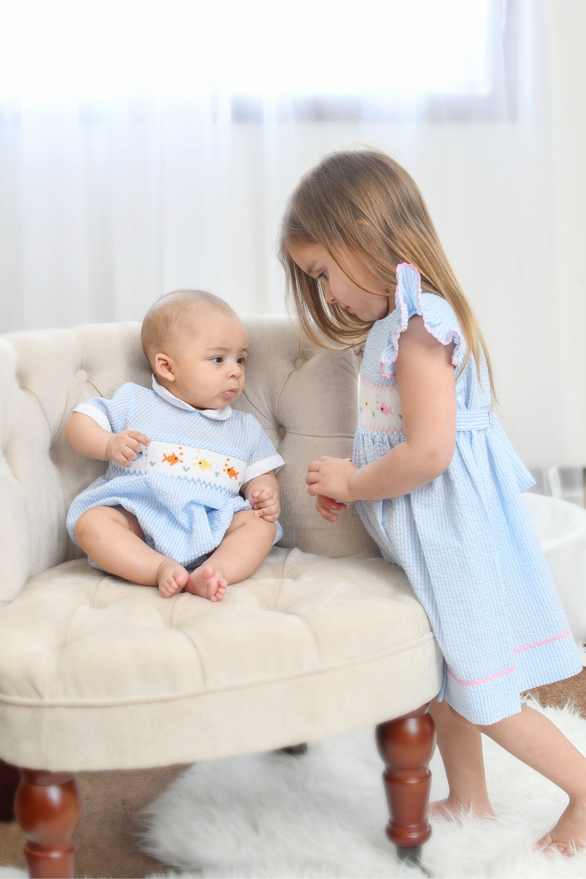 Smocked Fish Yoke Cut Toddler Girl Dress - 2T Smocked Fish Yoke Cut Toddler Girl Dress - 2T