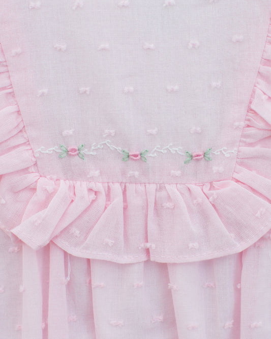 Swiss Dot Pink Baby Girl Bubble Romper