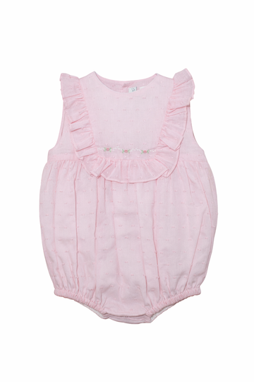 Swiss Dot Pink Baby Girl Bubble Romper
