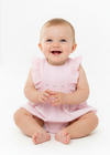 Swiss Dot Pink Baby Girl Bubble Romper