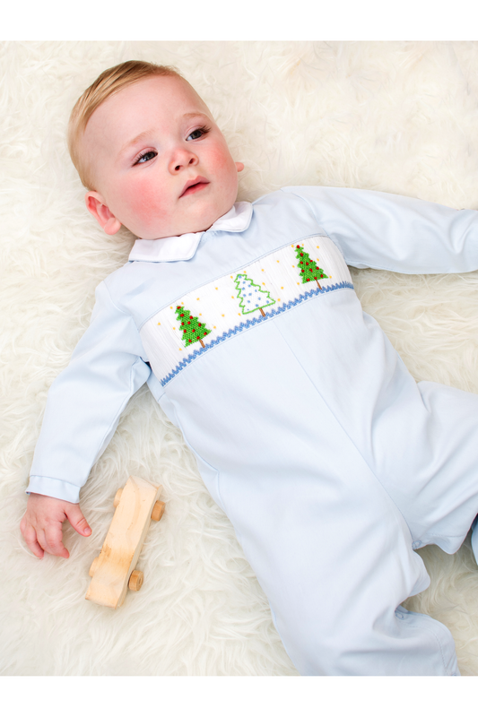 Smocked Christmas Trees Baby Boy Longall