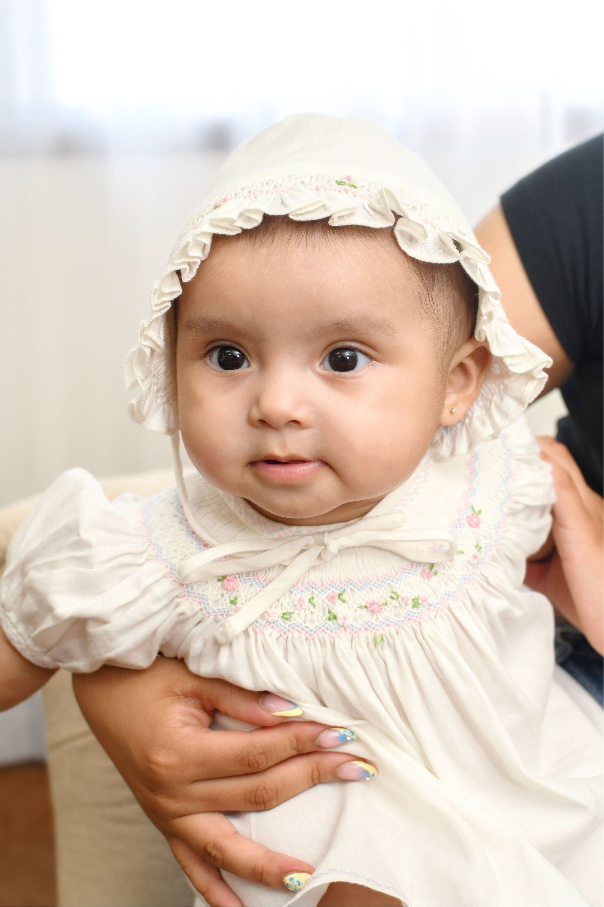 Carriage Boutique Smocked Bishop Baby Girl Dress with Panty & Bonnet - Cream - 3M Carriage Boutique Smocked Bishop Baby Girl Dress with Panty & Bonnet - Cream - 3M