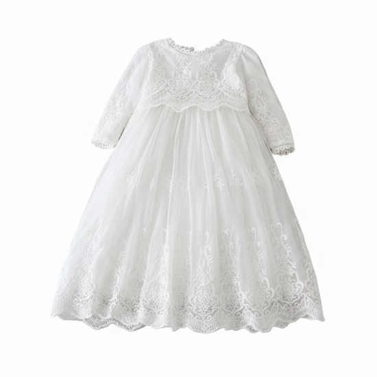 White lace dress on a white background