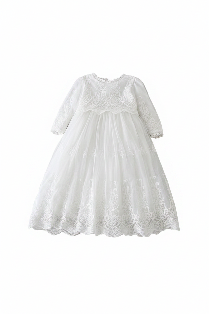 White lace dress on a white background