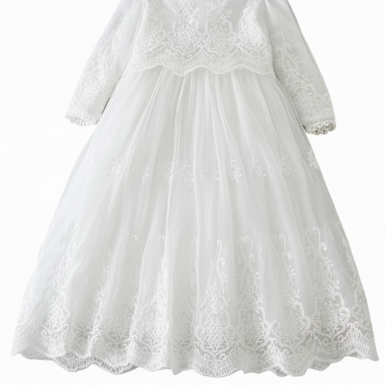 White lace dress on a white background