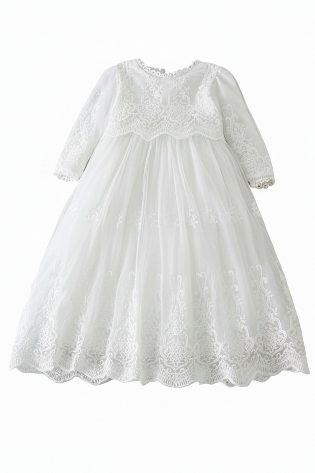 White lace dress on a white background