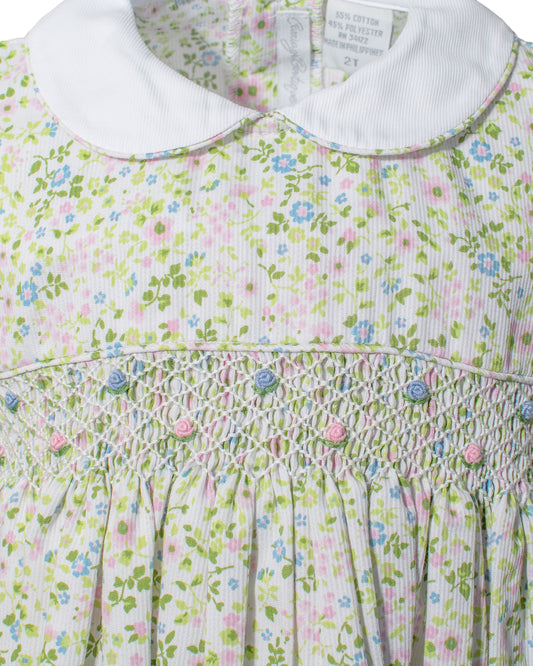 Shortsleeve Baby Girl Dress/Panty Green Floral
