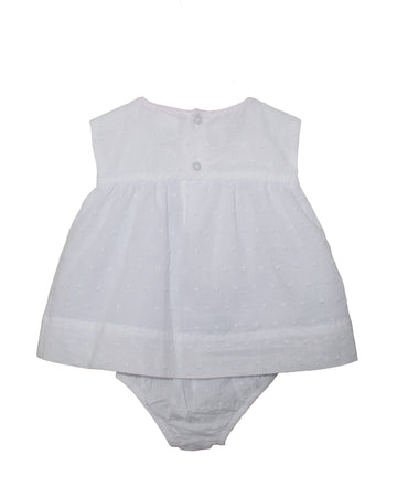 White Swiss Dot Girls Diaper Set