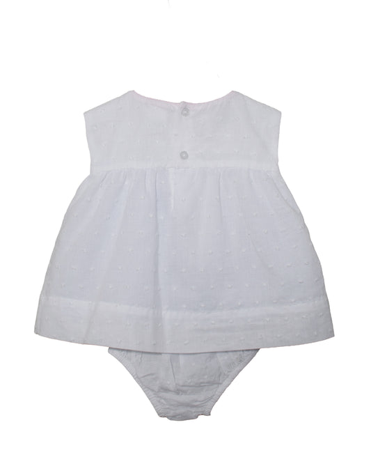 White Swiss Dot Girls Diaper Set
