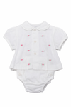 Embroidered Floating Flowers Baby Girl Diaper Set