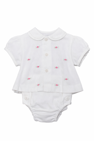 Embroidered Floating Flowers Baby Girl Diaper Set