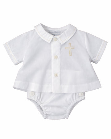 Boy Christening & Baptism Short Set – Diaper Set By Carriage Boutique