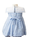 Smocked Sail Boats Sleeveless Blue Baby Girl Dress