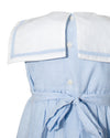 Light Blue sail Boat Seersucker Sleeveless Dress with sailor collar and bow