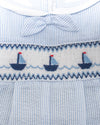 Smocked Sail Boats Boys Blue Shortall