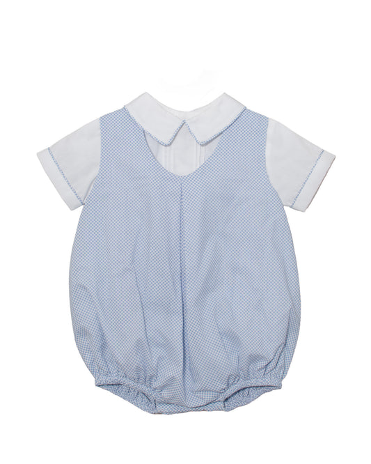 2pc Check Baby Boy Bubble Romper