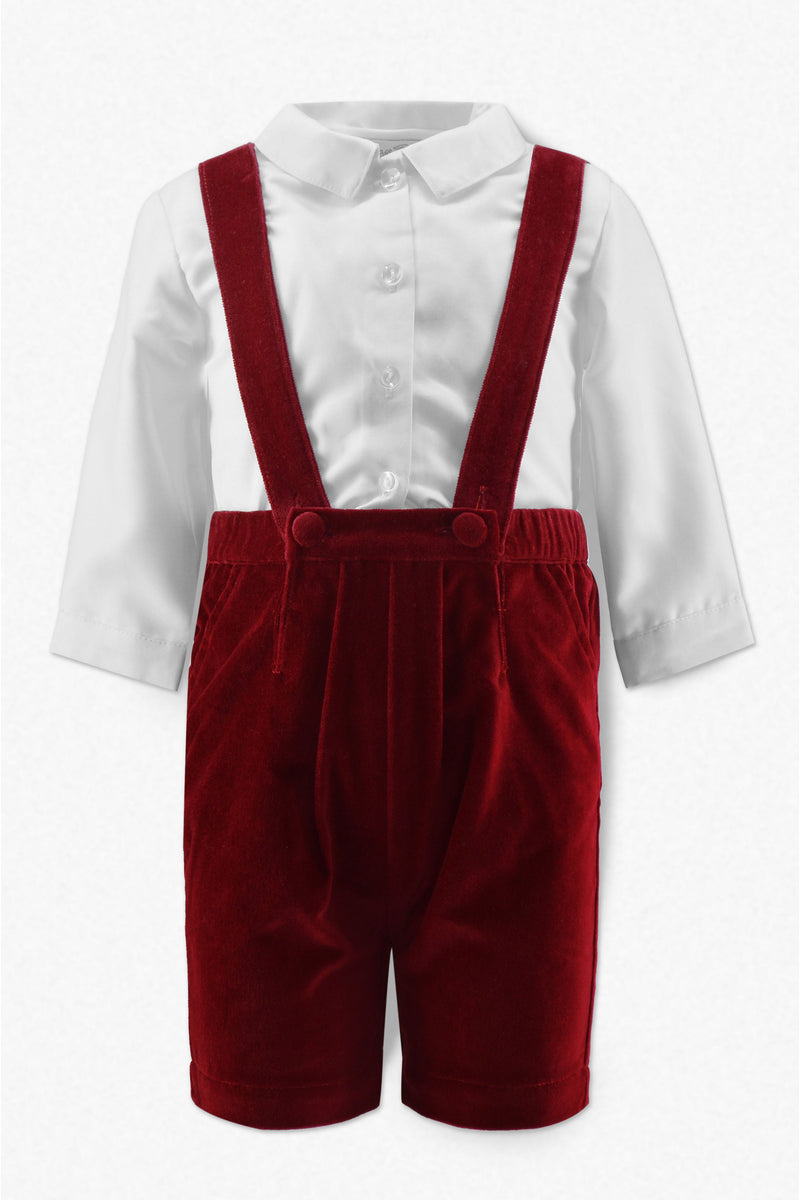 Red Velvet Baby Boy & Toddler Suspender Shorts Set