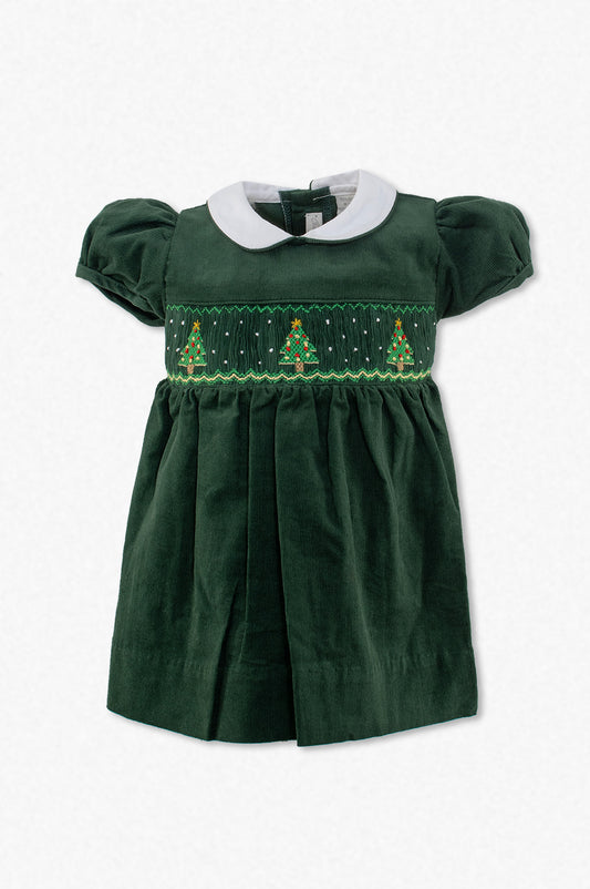 Smocked Christmas Trees Short Sleeve Baby & Toddler Girl Dress