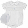 Boy Christening & Baptism Short Set – Hand Smocked Blue Cross by Carriage Boutique