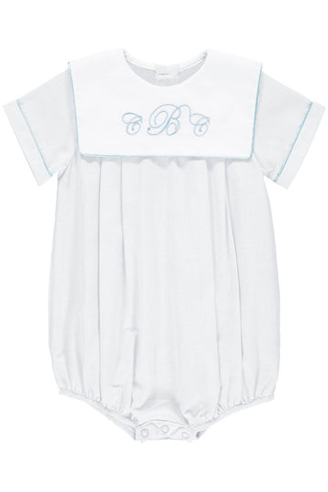 Personalized Baby Boy Classic Monogram Romper - White