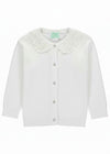 Little Girl Cardigan White with Lace Collar