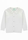 Little Girl Cardigan White with Lace Collar