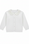 Little Girl Cardigan White with Lace Collar