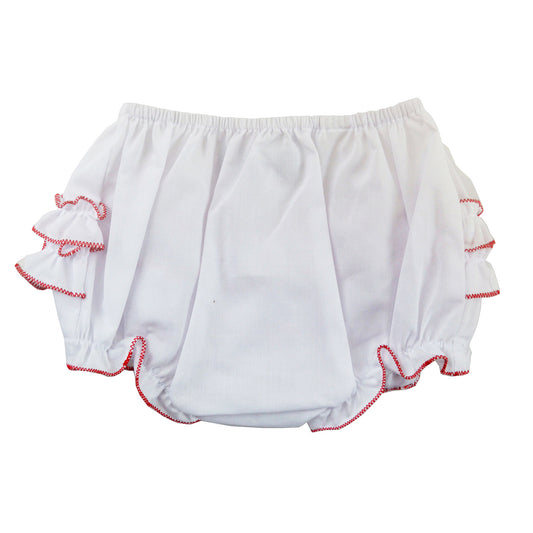 70016-Baby Girl Ruffle Diaper Cover Red Trim