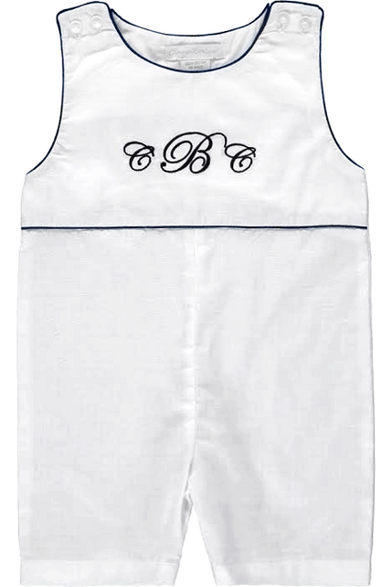 Personalized White Monogram Baby Boy Shortall