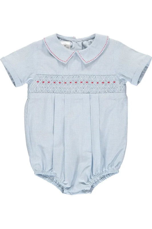 Smocked Running Stitch Baby Boy Bubble Romper