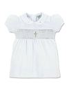 Smocked Cross Baby Girl Christening Dress