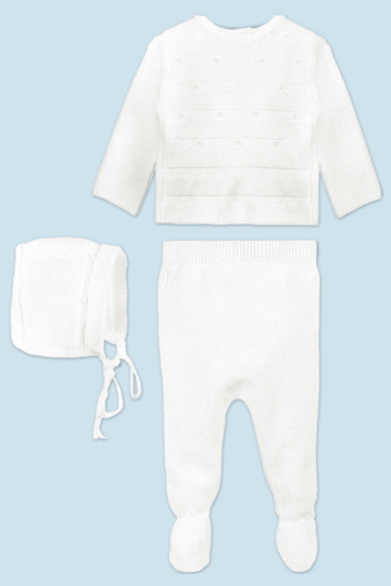 Circumcision Elegant White 3 Pc Bris Outfit with Bonnet