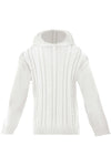 White Cable Knit Monogram Hooded Zip Back Sweater