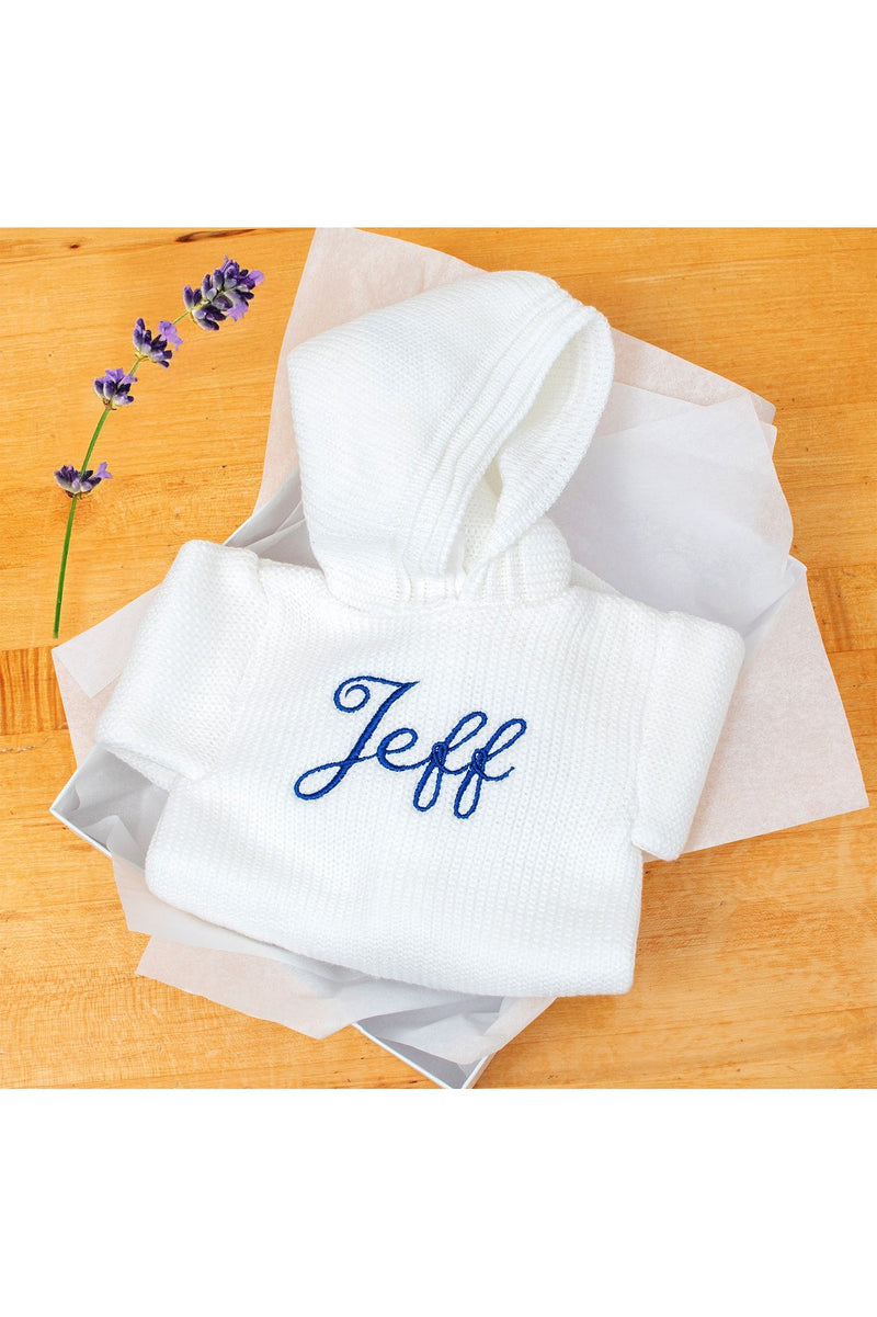 Personalized Hooded Zip Back Baby Boy Sweater