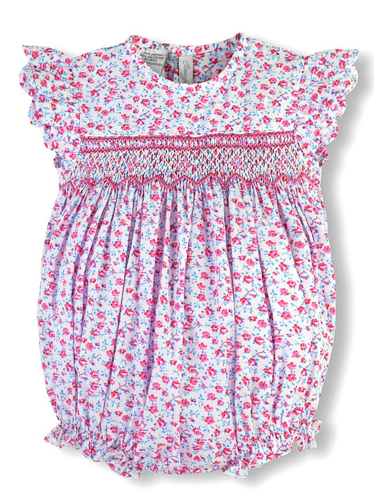 Rose Floral Print Baby Girl Bubble Romper