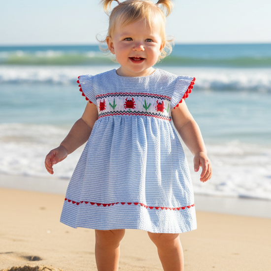 smocked-crabs-blue-striped-girl-dress-babies-toddlers