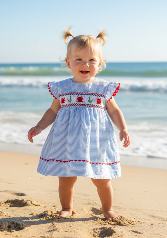 smocked-crabs-blue-striped-girl-dress-babies-toddlers