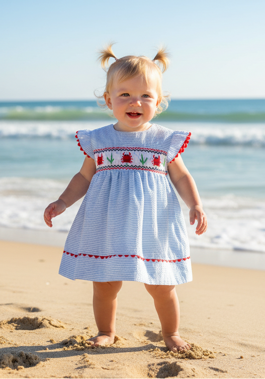 smocked-crabs-blue-striped-girl-dress-babies-toddlers