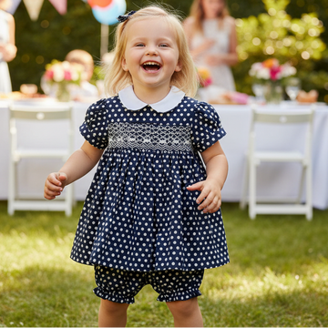 Navy Polka Dot Baby Girl Dress with Panty - 12M Navy Polka Dot Baby Girl Dress with Panty - 12M