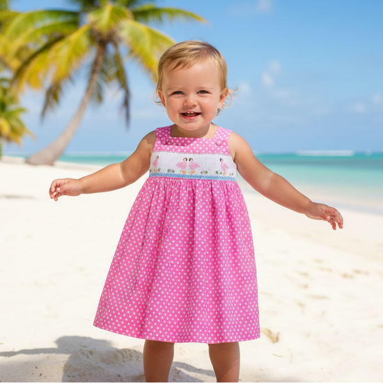 Hand-Smocked-Flamingos-Toddler-Youth-Girl-Dress