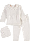 Baby Boy Baptism Outfit 2 Piece Knit Pearl Cross with Bonnet 4