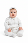 Knit Pearl Cross 2 Piece Baby Boy Baptism Outfit with Bonnet