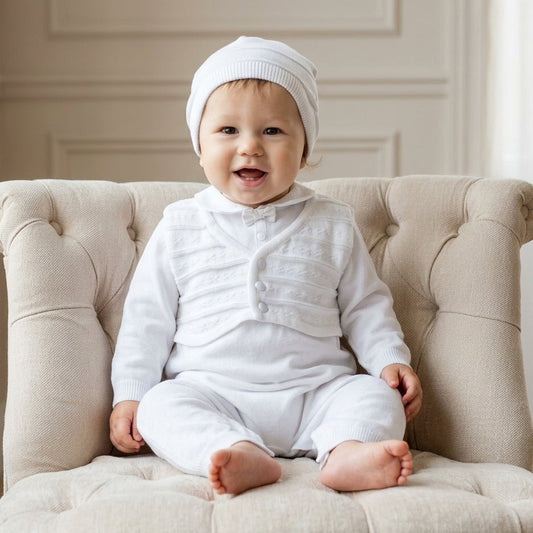 Baby Boy Christening & Baptism Outfit with Knit Vest — Baby Boy | 