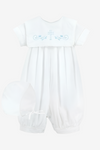 Baby Boy Christening Outfit Long Romper Embroidered Cross 2