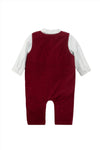 Baby Boy Red Velvet Long Romper Baby Back View