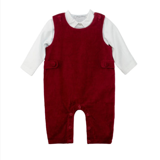 Baby Boy Red Velvet Long Romper Baby