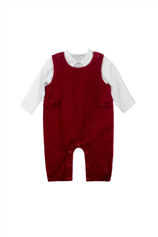 Baby Boy Red Velvet Long Romper Baby