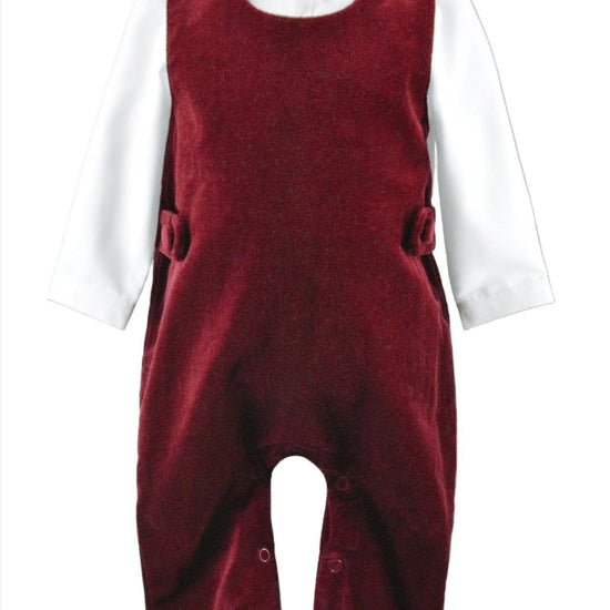 Baby Boy Red Velvet Long Romper