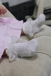 Baby Girl Christening & Baptism Socks Angel Wing Lace 2