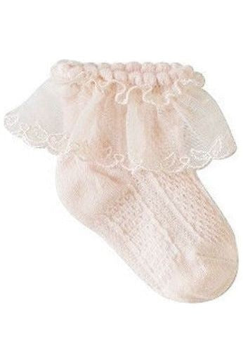 Baby Girl Christening & Baptism Socks Angel Wing Lace Pink 2